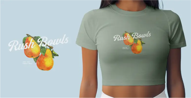 Rush Bowls crop top design.