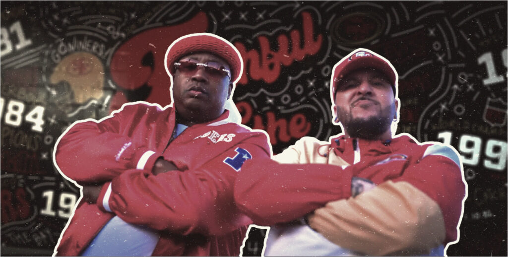 Hi Lo Design Co’s mural design for the San Francisco 49ers at Levi Stadium, featured in E-40’s music video