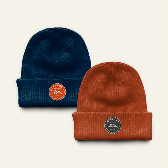 Slopeside hat merch design.