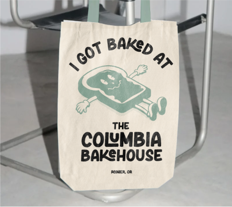 Columbia Bakehouse branded tote bag featuring custom artwork created by Hi Lo Design Co