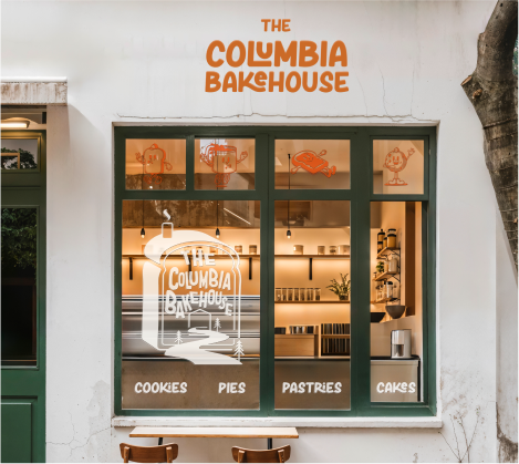 Columbia Bakehouse storefront in Rainer, OR showcasing branding and signage designed by Hi Lo Design Co