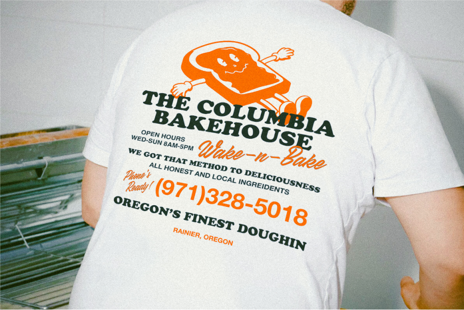 Columbia Bakehouse custom t-shirt featuring original design created by Hi Lo Design Co