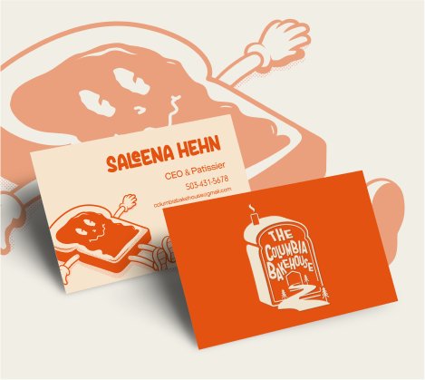 Columbia Bakehouse branded business cards featuring custom logo and design by Hi Lo Design Co