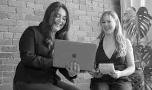 Founders Kindsay Dow and Olivia Trujillo discussing Visual Hierarchy in Design at Hi Lo Design Co