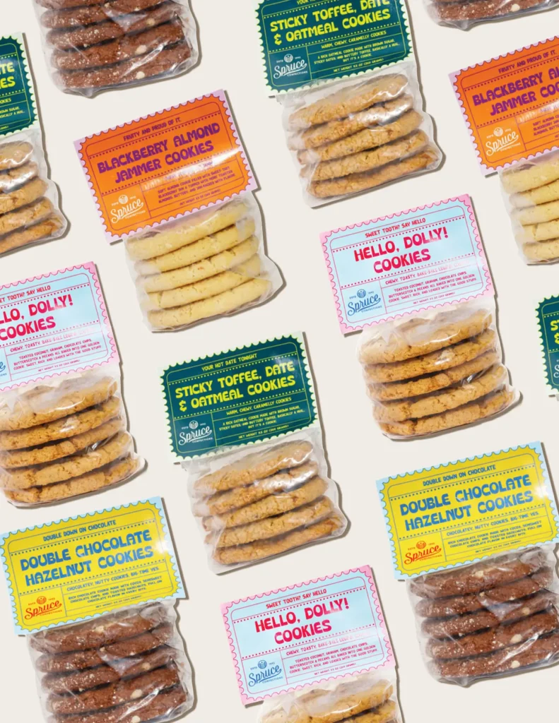 Spruce Confections cookie packaging design by Hi Lo Design Co